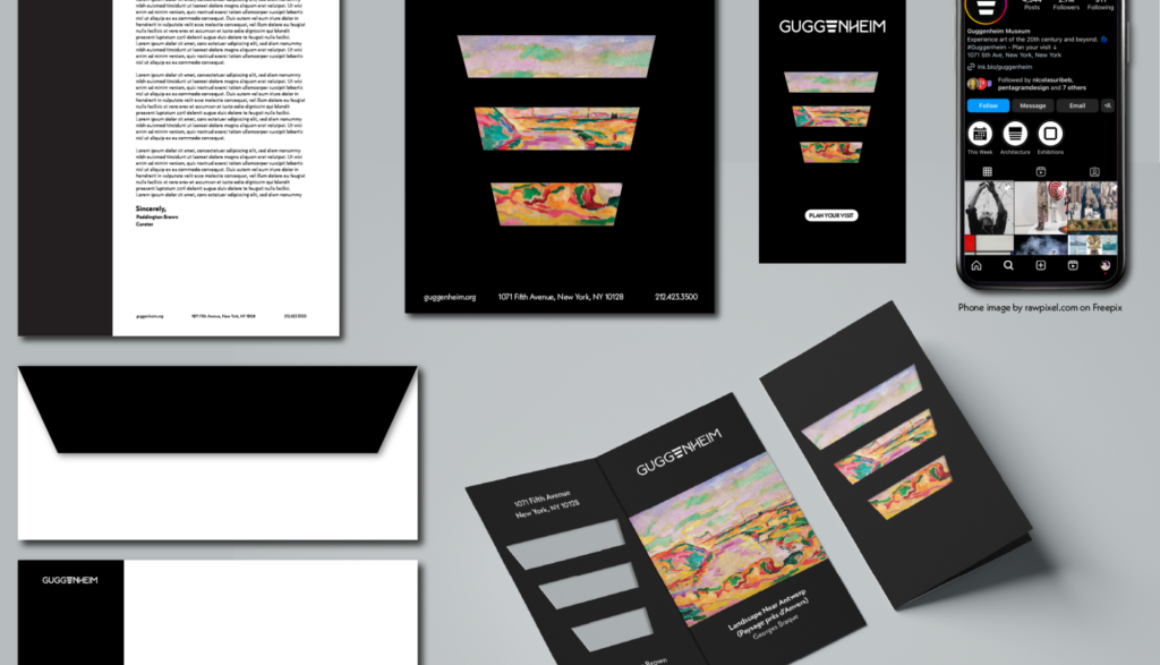 Digital and print materials using a new Guggenheim logo