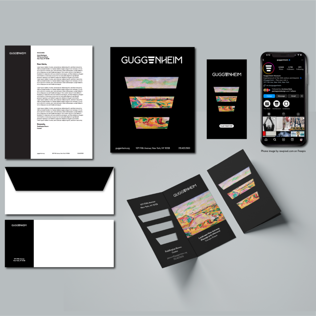 Digital and print materials using a new Guggenheim logo